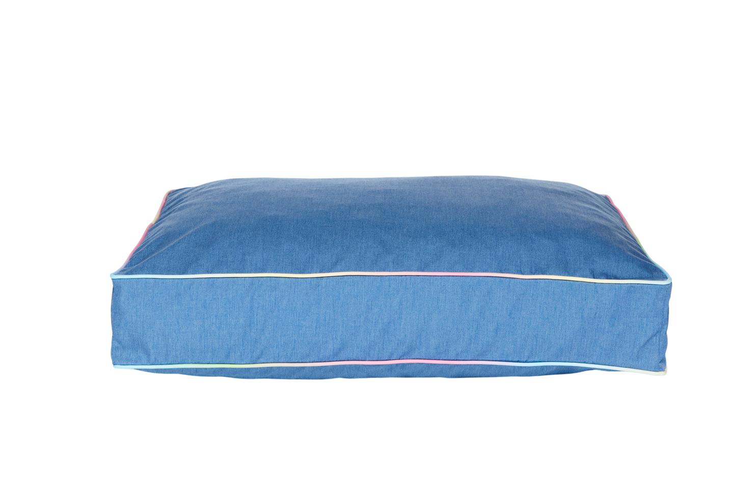 denim modern dog bed with stylish trim