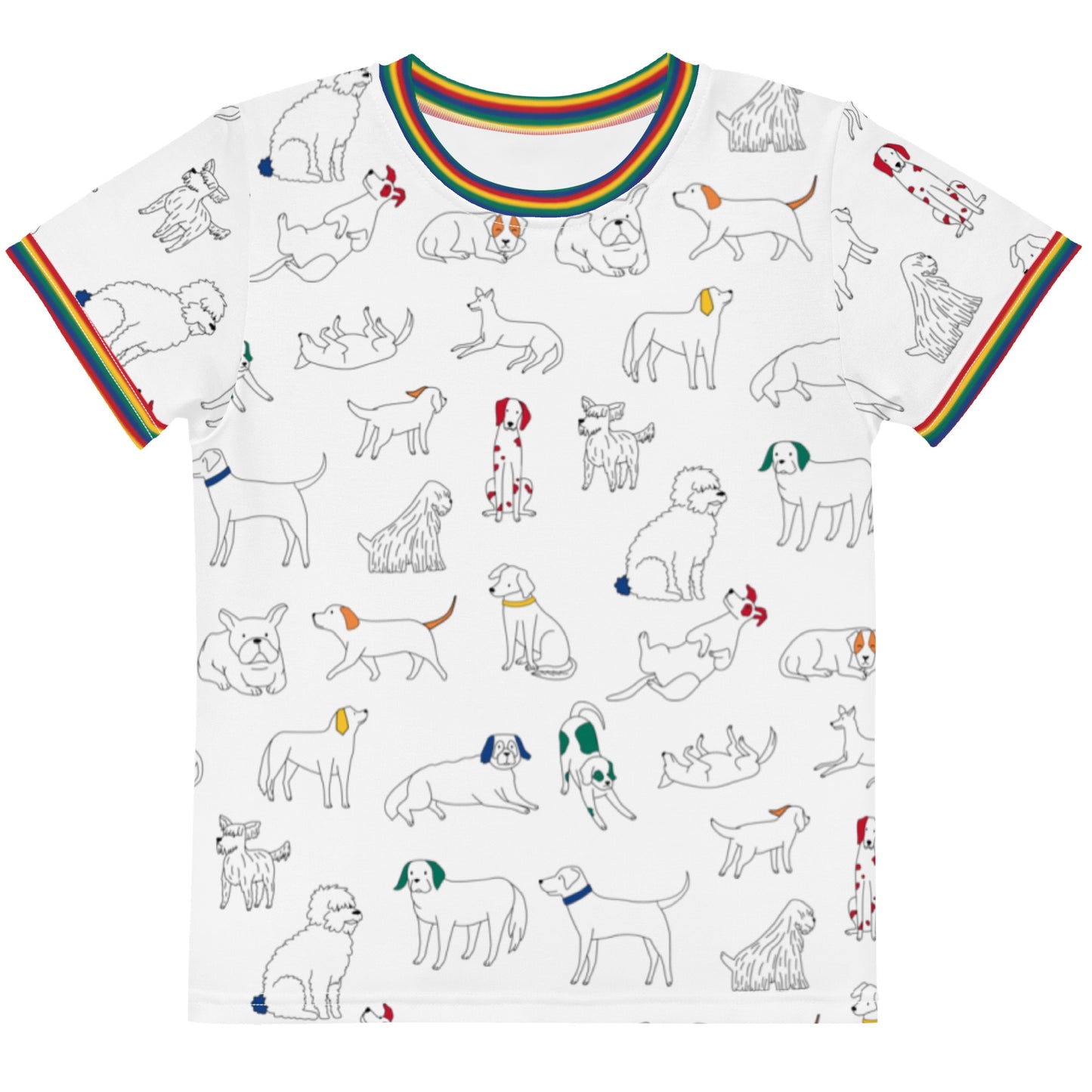 dog breed rainbow ringer kids t-shirt