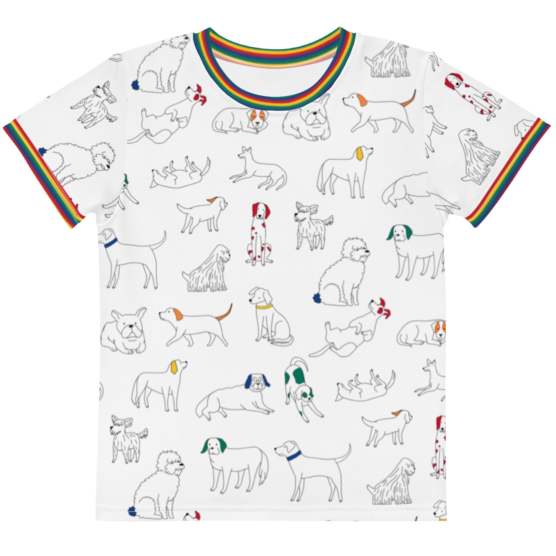 dog breed rainbow ringer kids t-shirt