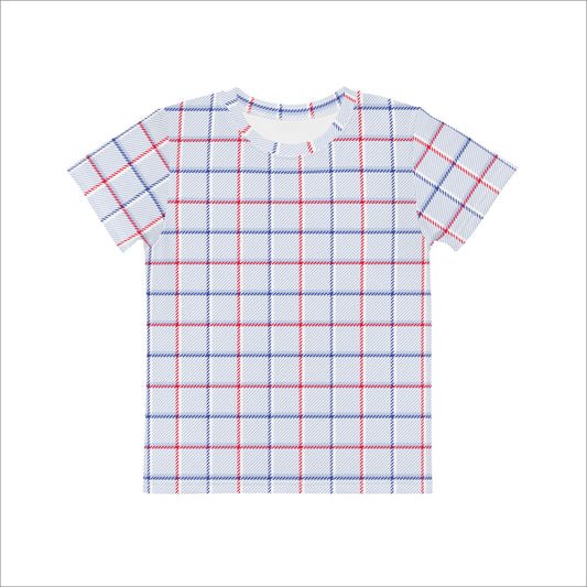 plaid t-shirt kids red blue