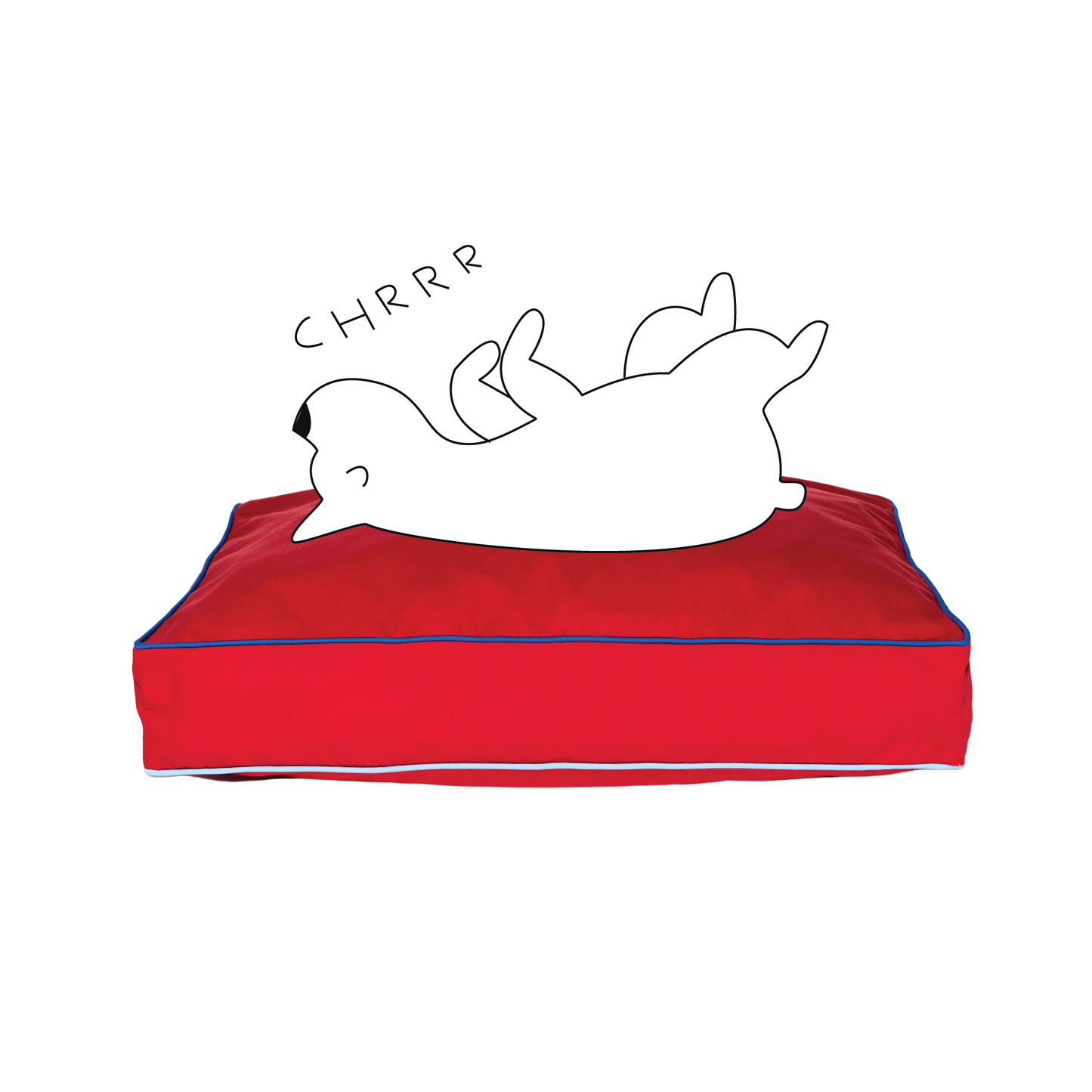 modern dog bed with trim red blue contrast chic