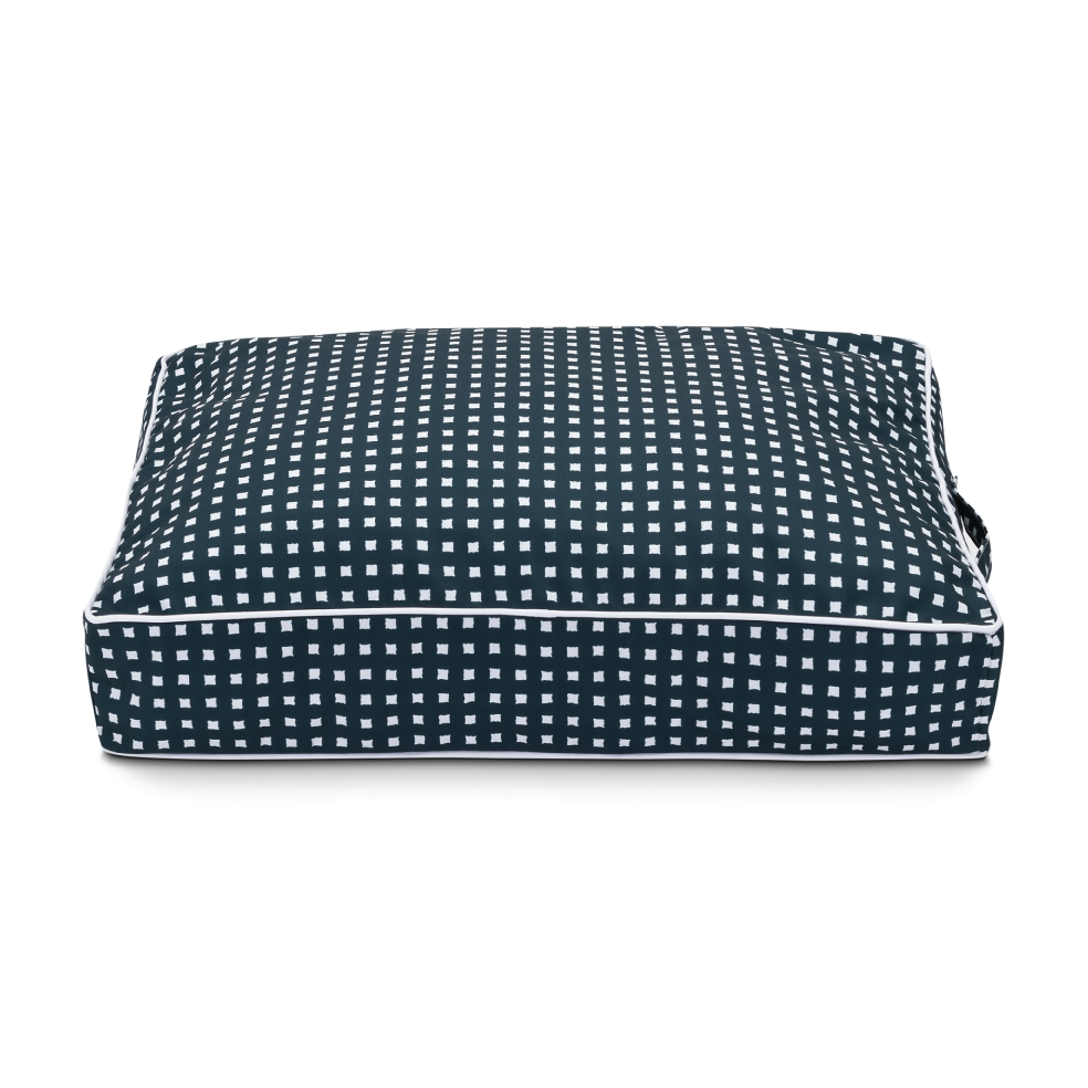 patterned dog bed | navy blue dog bed | blue and white dog bed