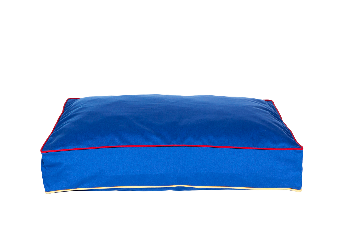 blue stylish dog bed with contrast trim | eco-friendly modern dog bed