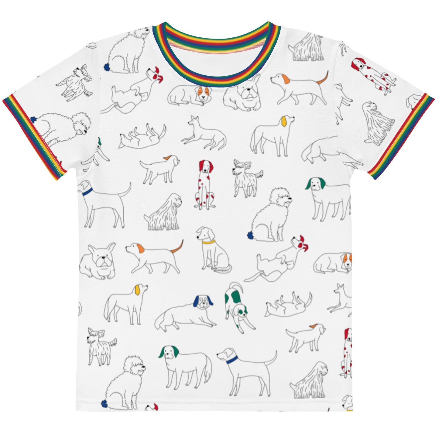 dog breed rainbow ringer kids t-shirt