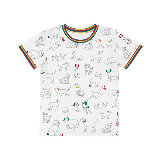 dog breed rainbow ringer t-shirt