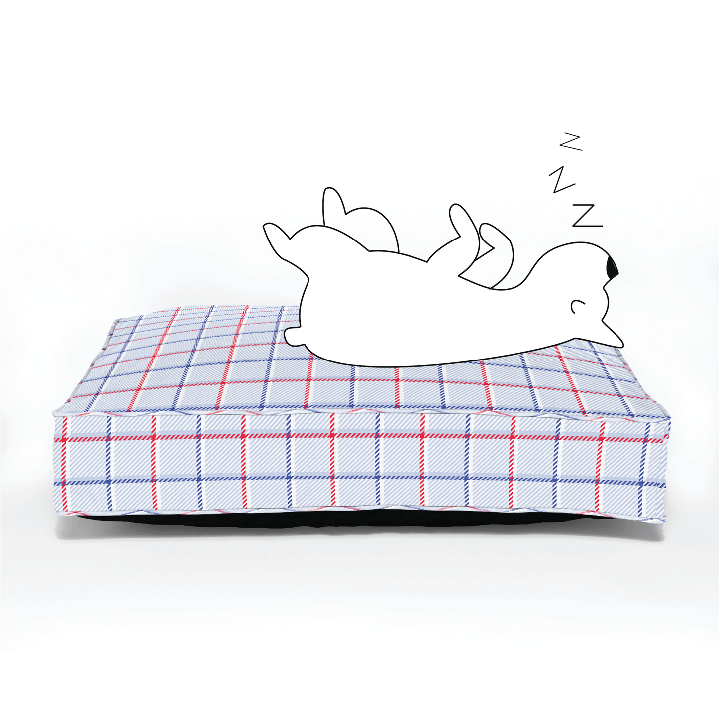 blue dog bed | plaid dog bed | stylish dog bed