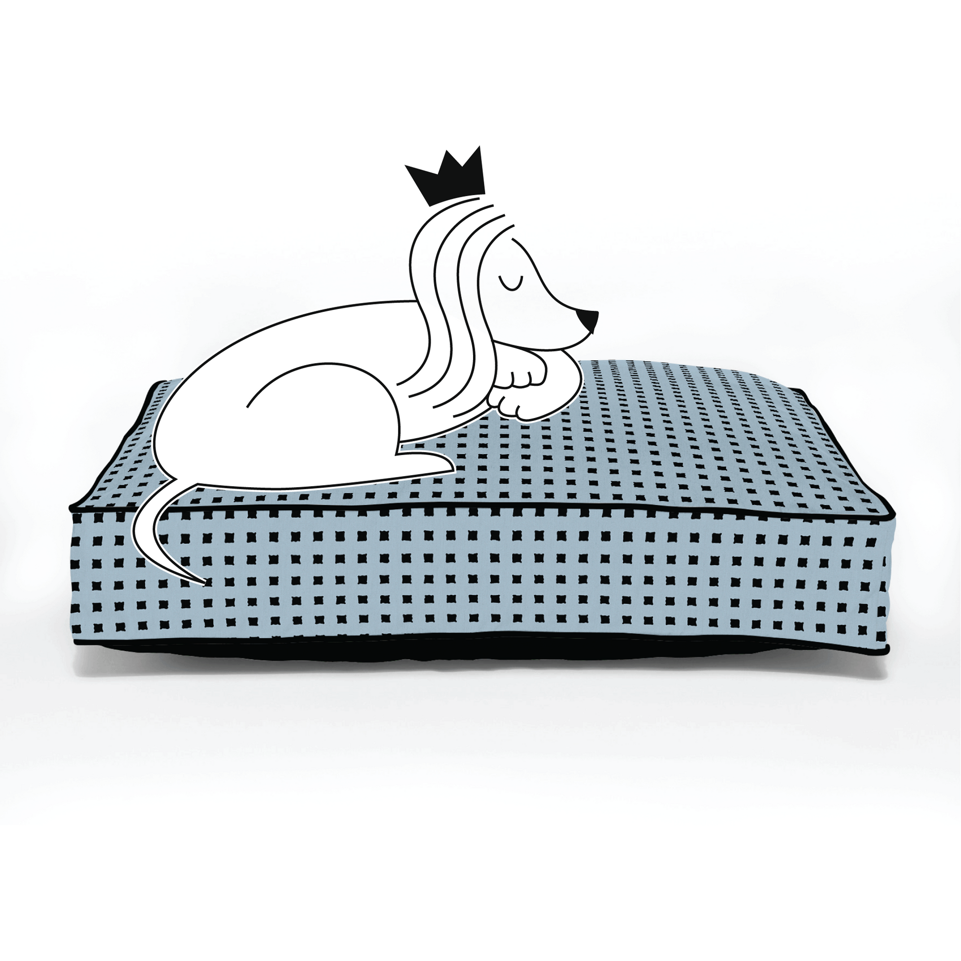 blue gray dog bed | patterned dog bed | small pattern dog bed